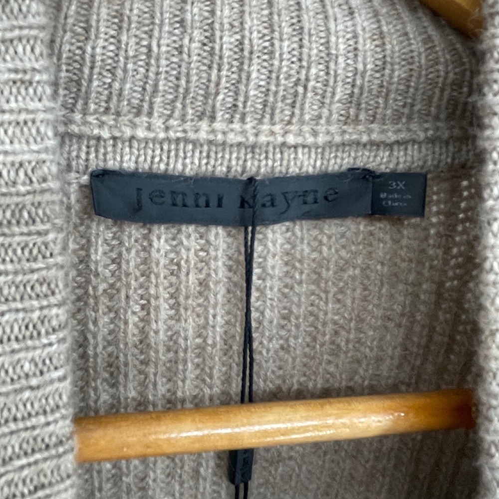 Jenni Kayne Cashmere Half Zip Pullover Sweater Women's 3X UnDyed Stone Luxury - Picture 6 of 8